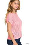 Pretty In Pink Crochet Knit Sweater - Blush & Cactus