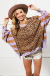 LEOPARD AND STRIPE MIXED TOP