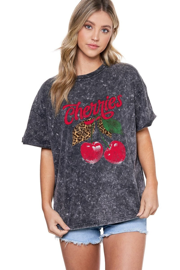 Cherries Graphic Tee - Curvy Size