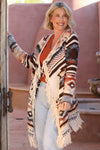 Nostalgia Aztec Fringe Hem Cardigan Sweater - Blush & Cactus