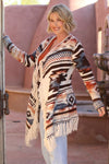 Nostalgia Aztec Fringe Hem Cardigan Sweater - Blush & Cactus