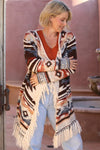 Nostalgia Aztec Fringe Hem Cardigan Sweater - Blush & Cactus
