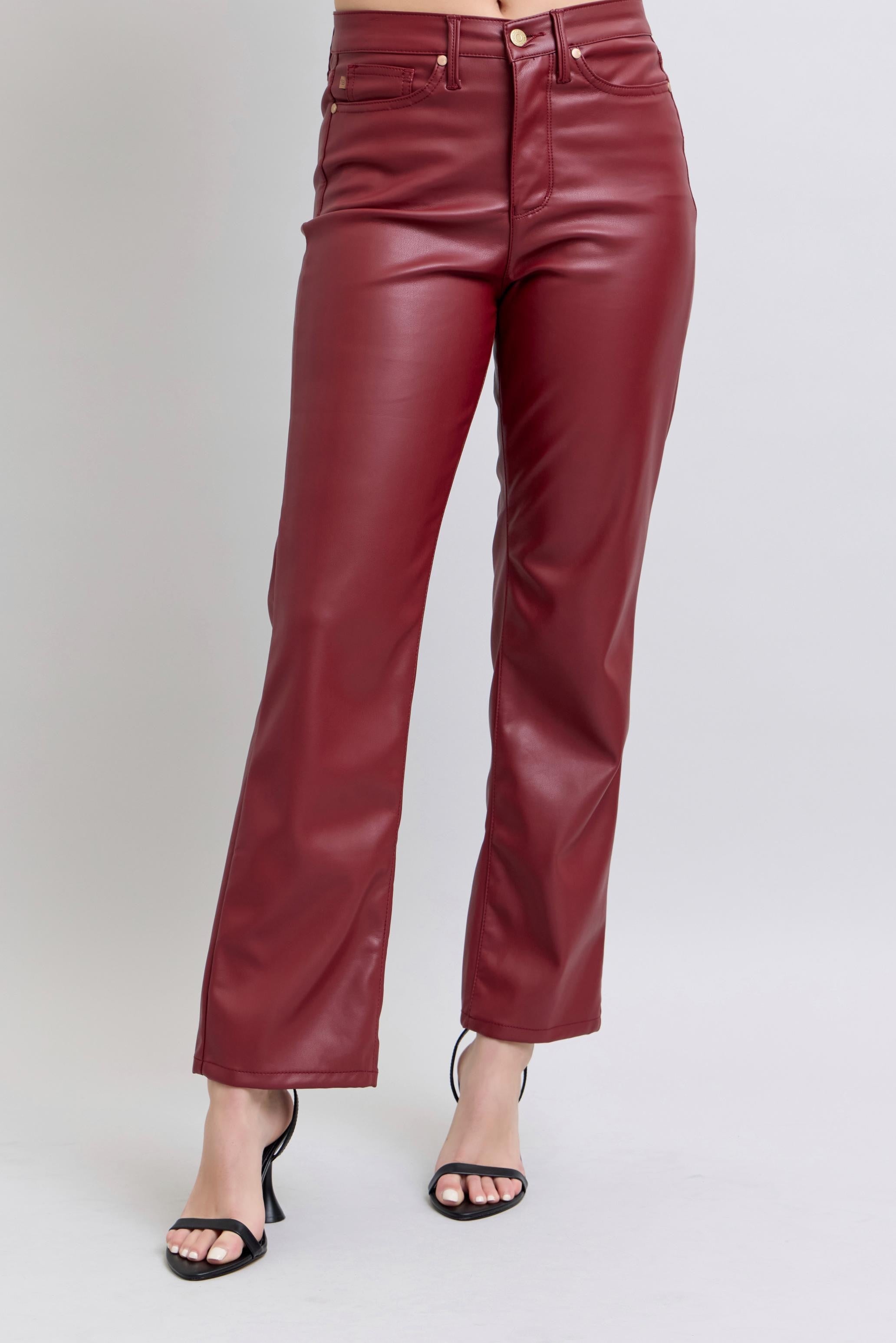 Judy Blue Maroon High Waisted Tummy Control Straight