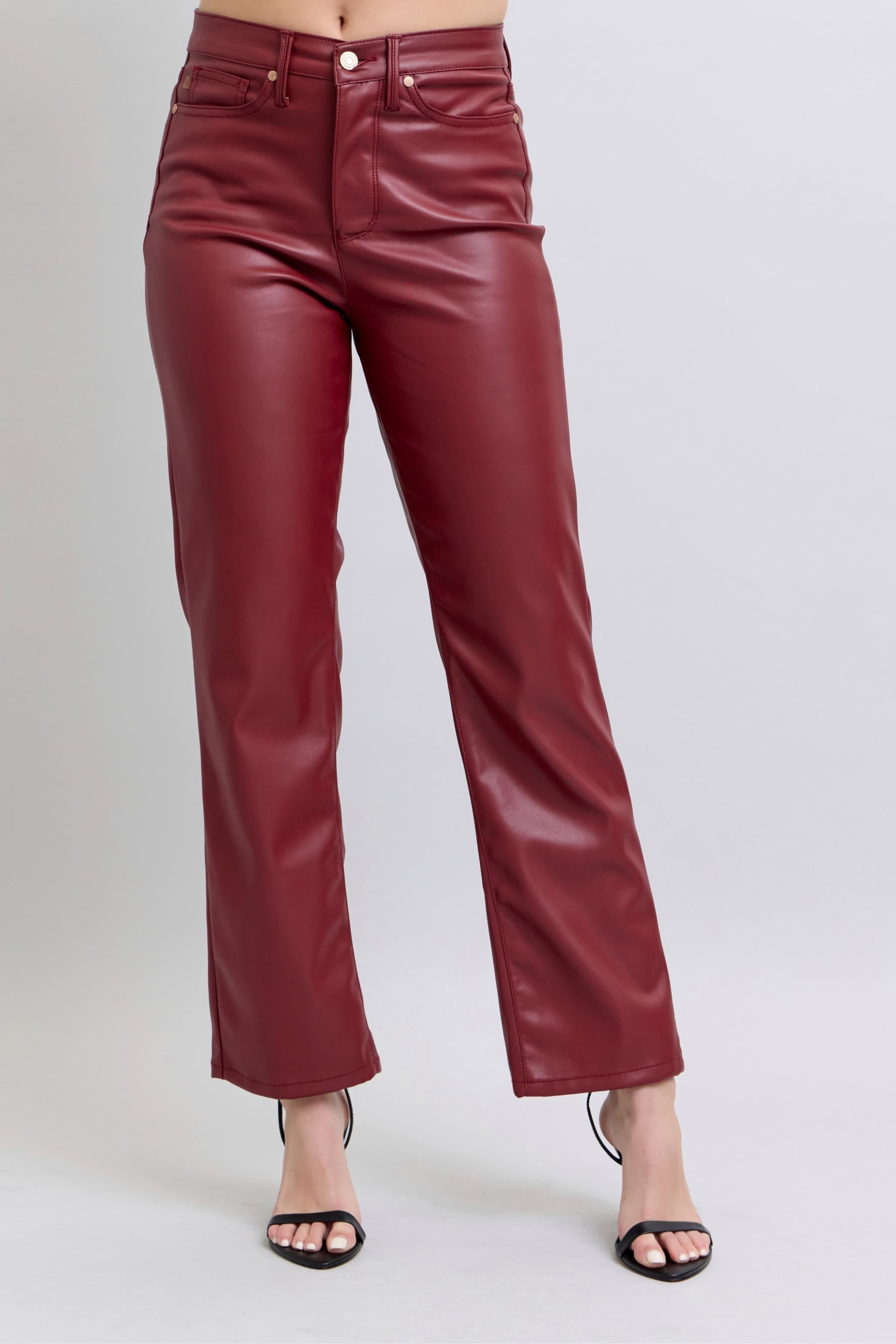 Judy Blue Maroon High Waisted Tummy Control Straight
