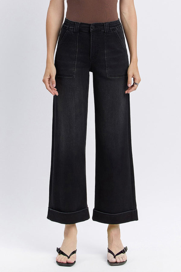 Vervet High Rise Cuffed Baggy Wide Jeans