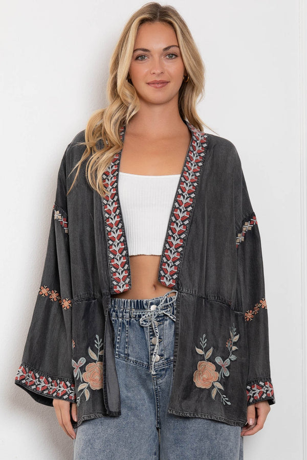 Bluevelvet Embroidered Washed Denim Duster