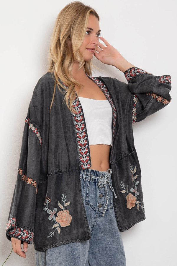 Bluevelvet Embroidered Washed Denim Duster