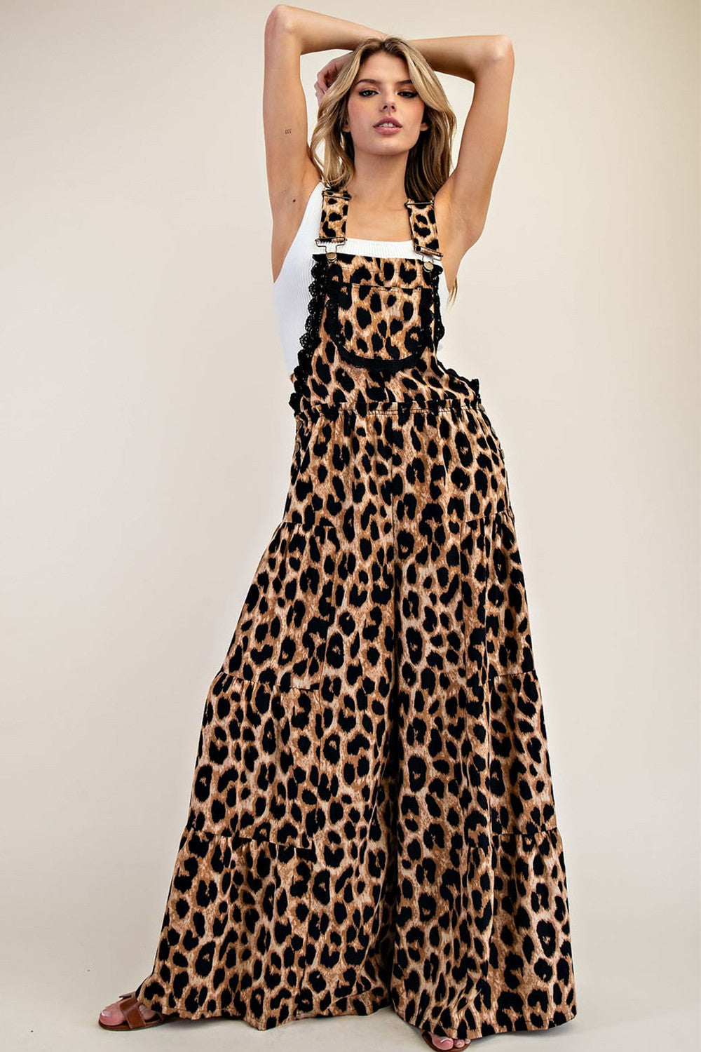 eesome Cheetah Printed Wide Leg Jumpsuit