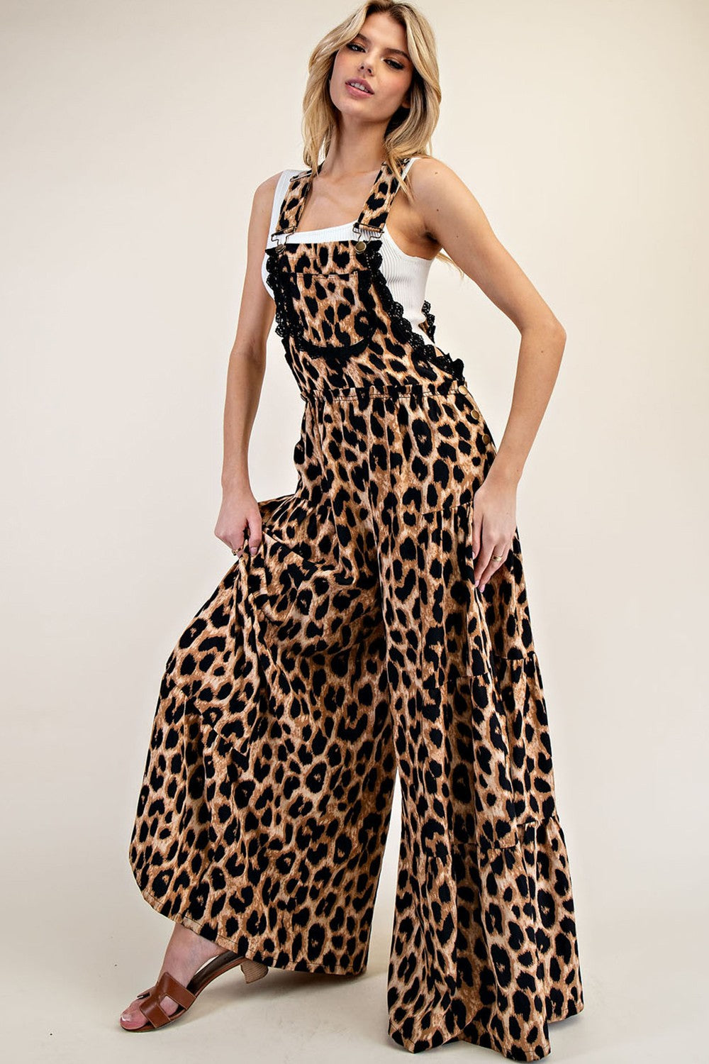 eesome Cheetah Printed Wide Leg Jumpsuit