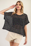 eesome multicolored Stripe Knit Short Sleeve Top