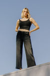 Vervet High Rise Elastic Wb Cuffed Baggy Wide Jeans - Blush & Cactus