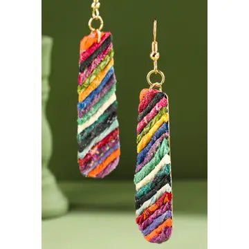 Brass Wrapped Cotton Dangle Earrings - Blush & Cactus