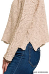 Neutral Contrast Crush Sweater - Blush & Cactus