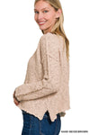 Neutral Contrast Crush Sweater - Blush & Cactus
