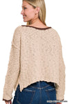 Neutral Contrast Crush Sweater - Blush & Cactus