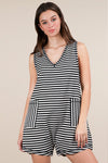 Striped Knit Casual Comfy Romper