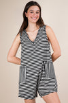 Striped Knit Casual Comfy Romper