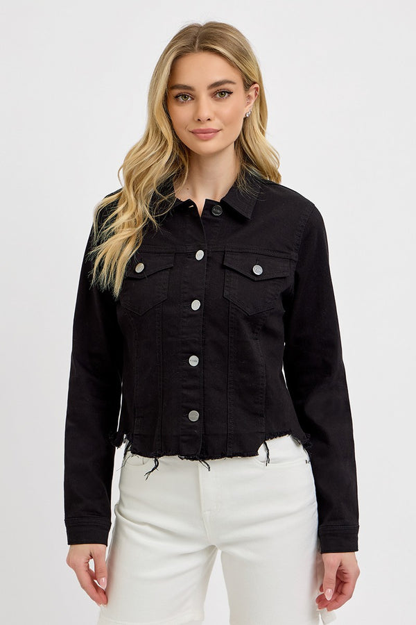 Risen Jeans Irregular Fray Hemed Color Jacket