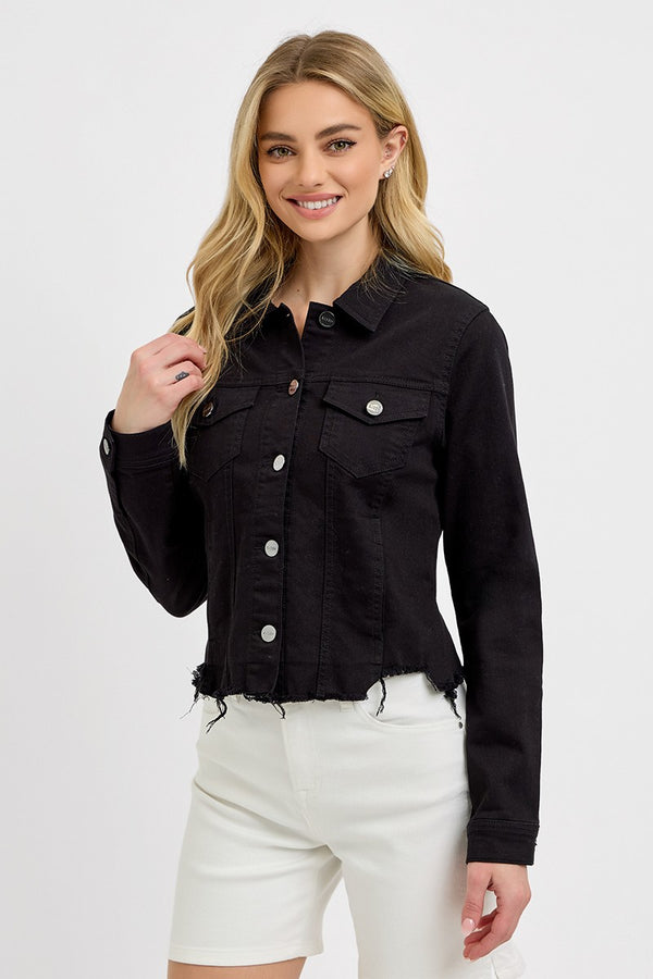 Risen Jeans Irregular Fray Hemed Color Jacket