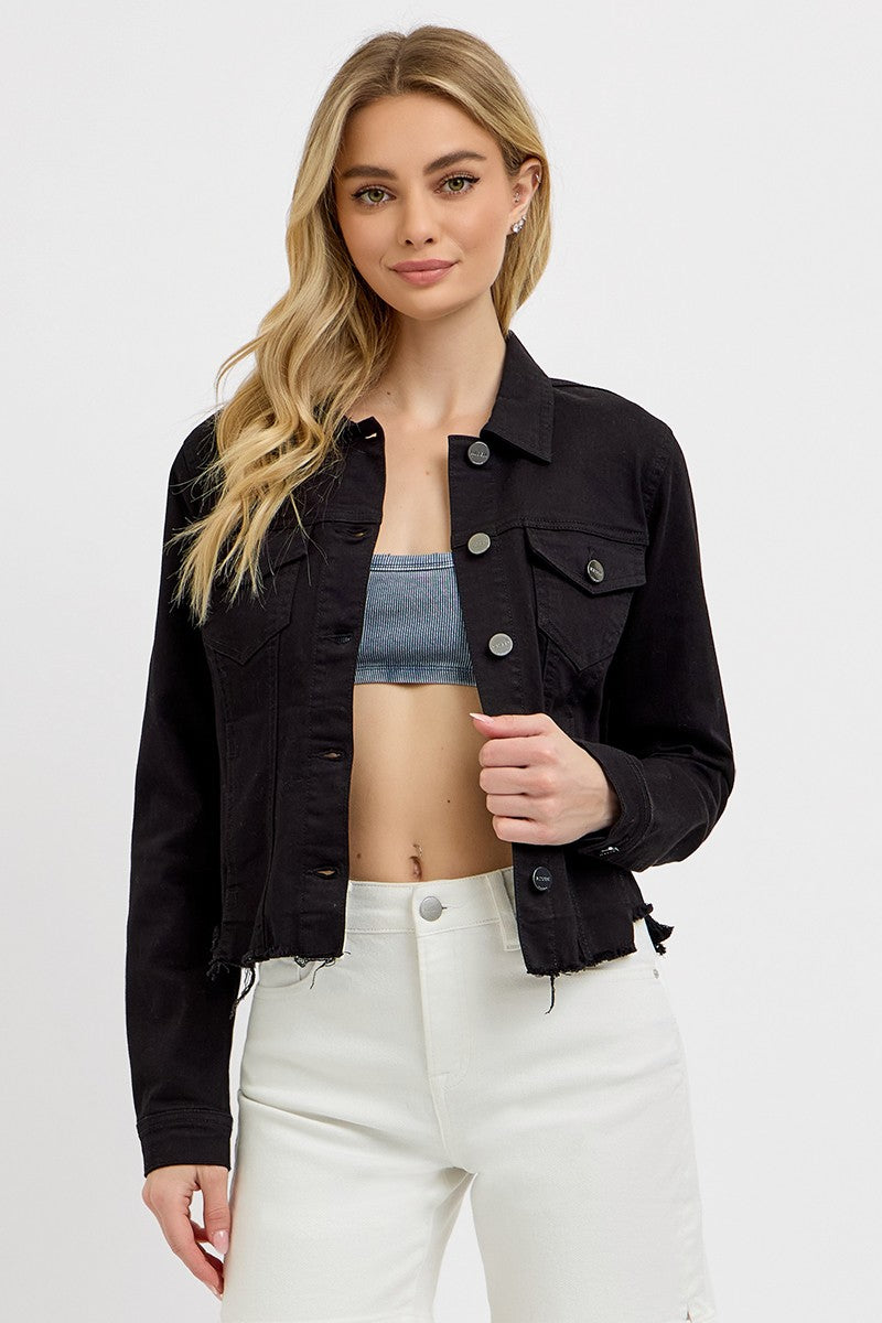Risen Jeans Irregular Fray Hemed Color Jacket