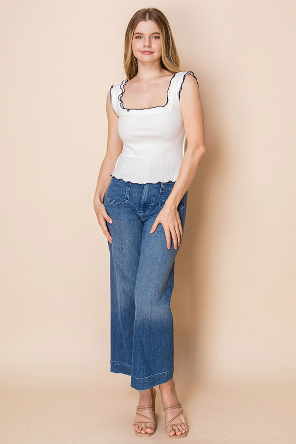 White Birch Sleeveless Solid Knit Top