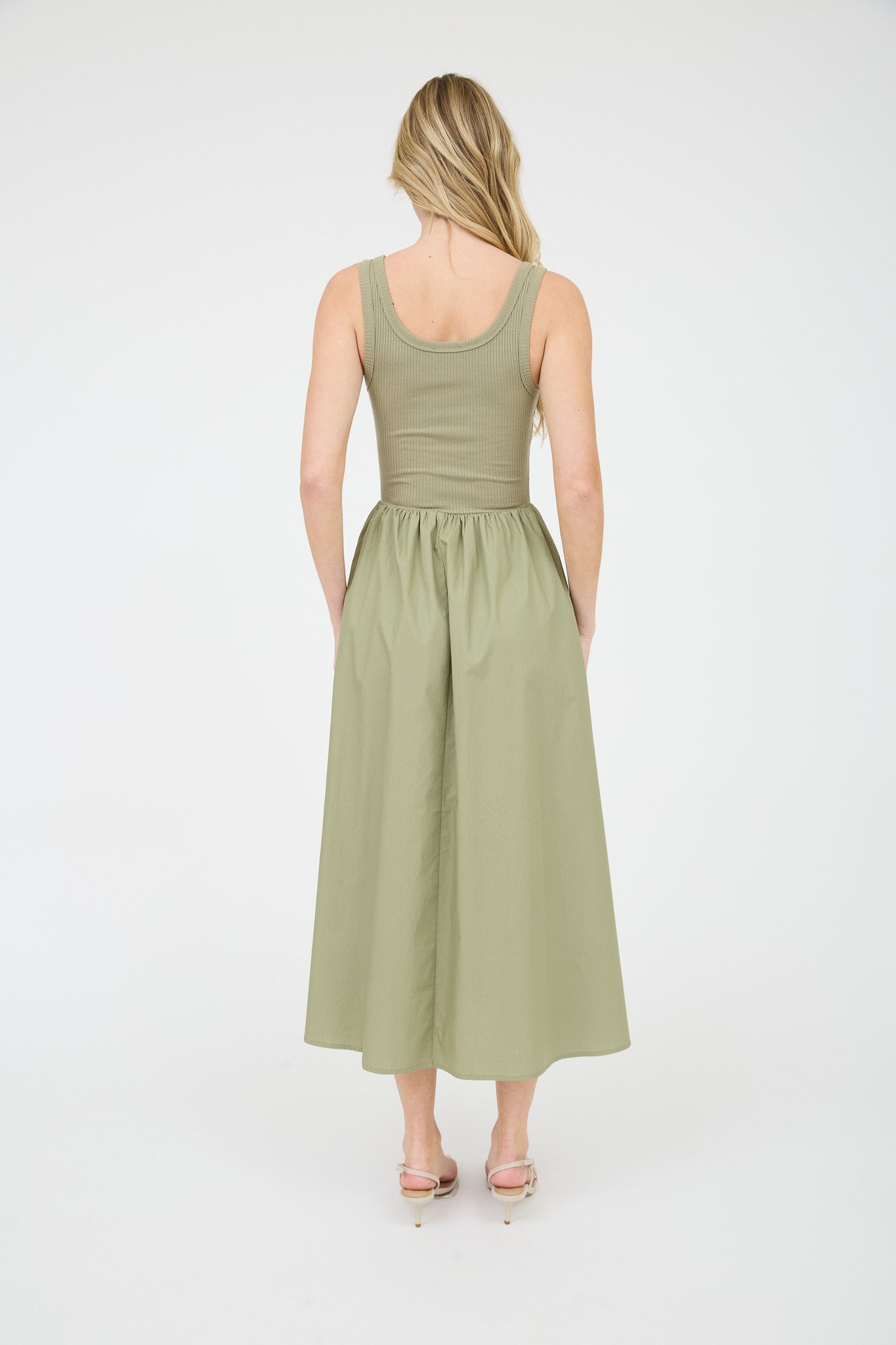 Blu Pepper Mix Media Tank Midi Dress