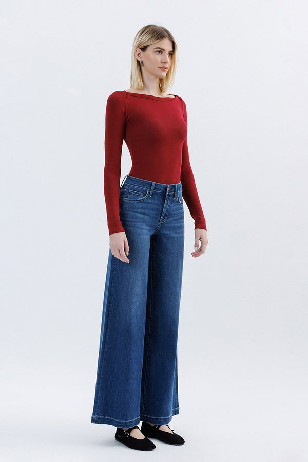Vervet Mid Rise Full Length Palazzo Jeans