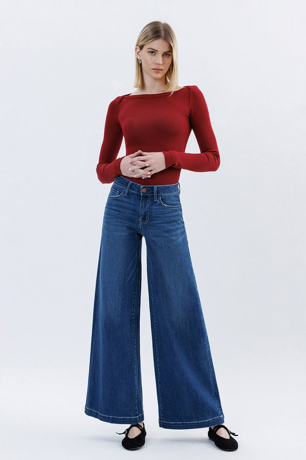 Vervet Mid Rise Full Length Palazzo Jeans