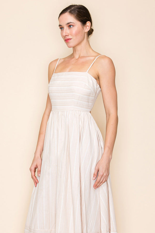 White Birch Coastal Stripe Open Back Dress