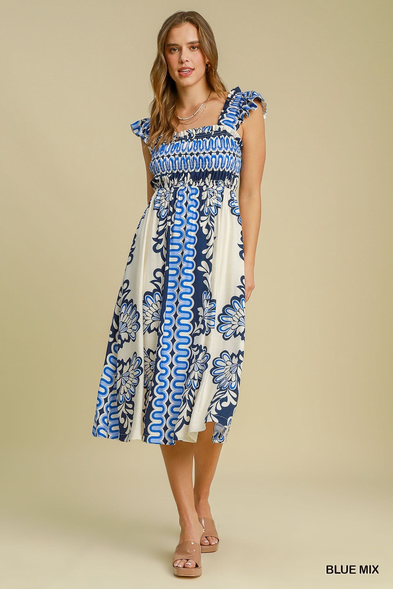 Umgee Placement Print A Line Sundress