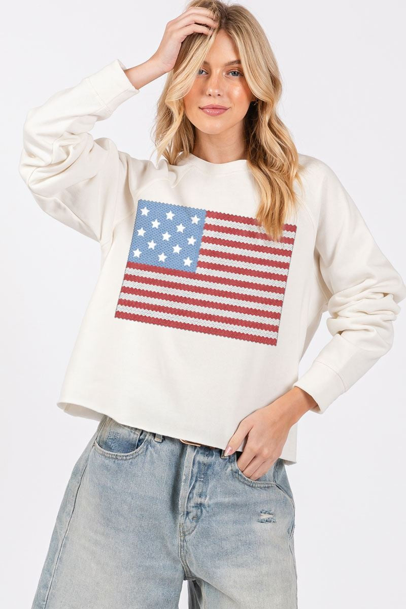 Zutter L/S American Flag Puff Tee