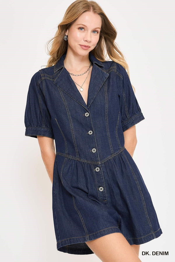 Umgee Denim Button Down Romper