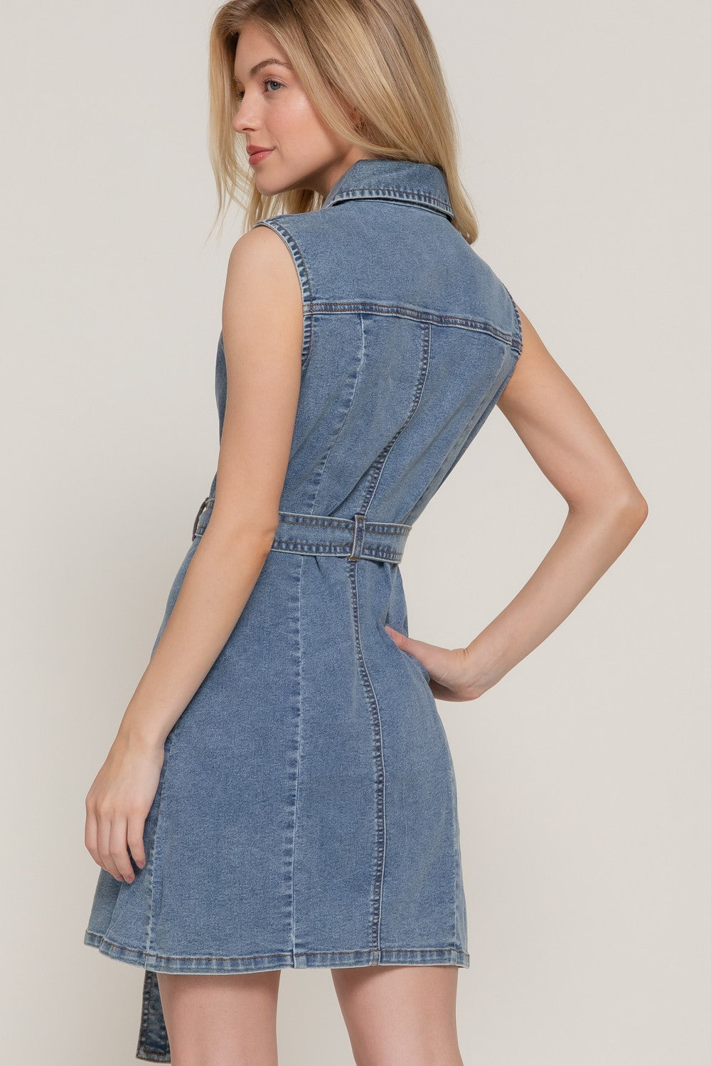 Denim Dreams Sleeveless Shirt Dress
