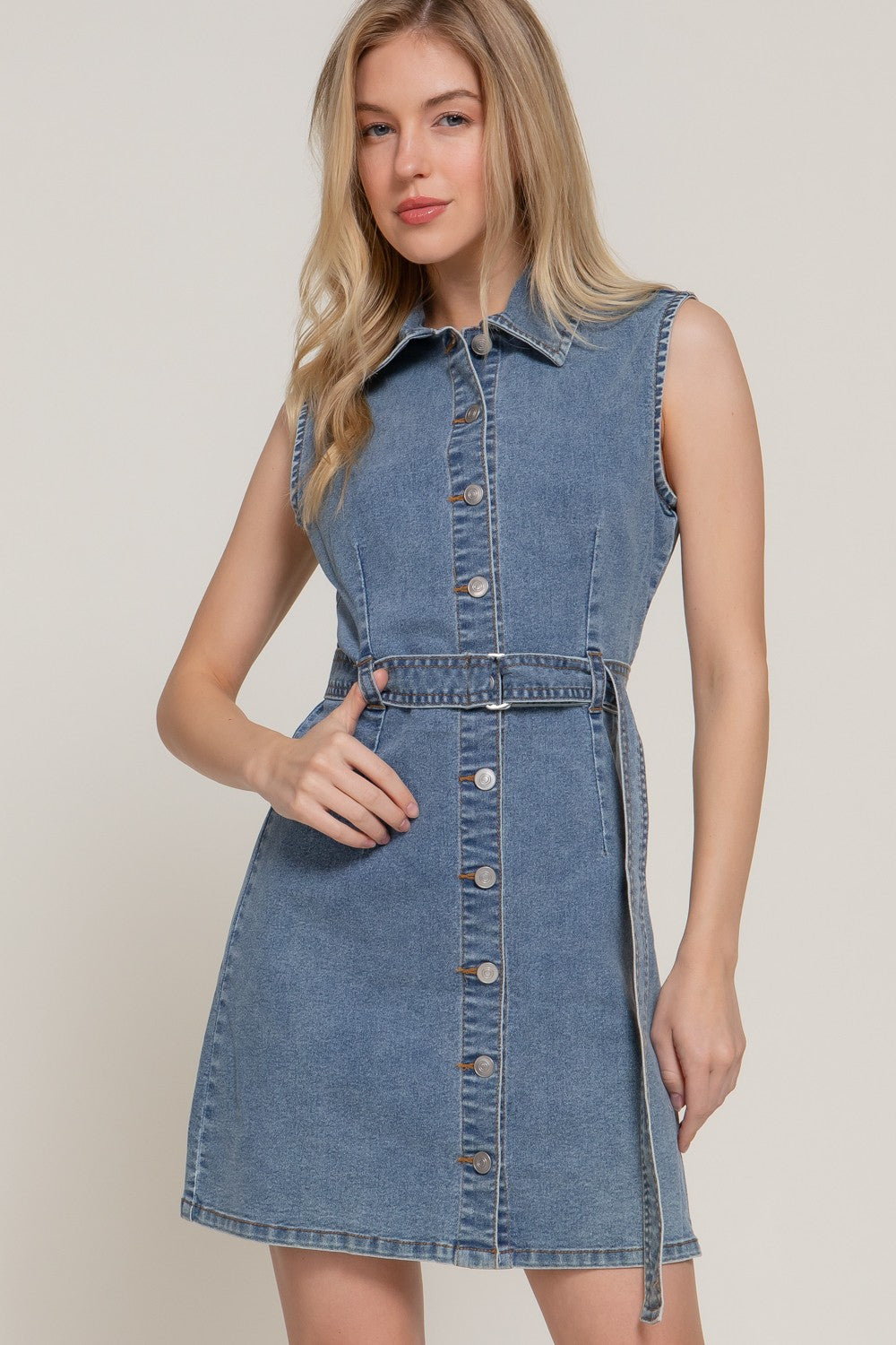 Denim Dreams Sleeveless Shirt Dress