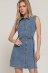 Denim Dreams Sleeveless Shirt Dress