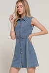 Denim Dreams Sleeveless Shirt Dress