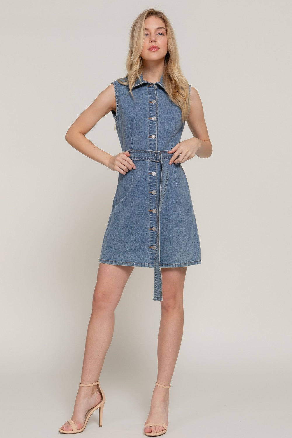 Denim Dreams Sleeveless Shirt Dress