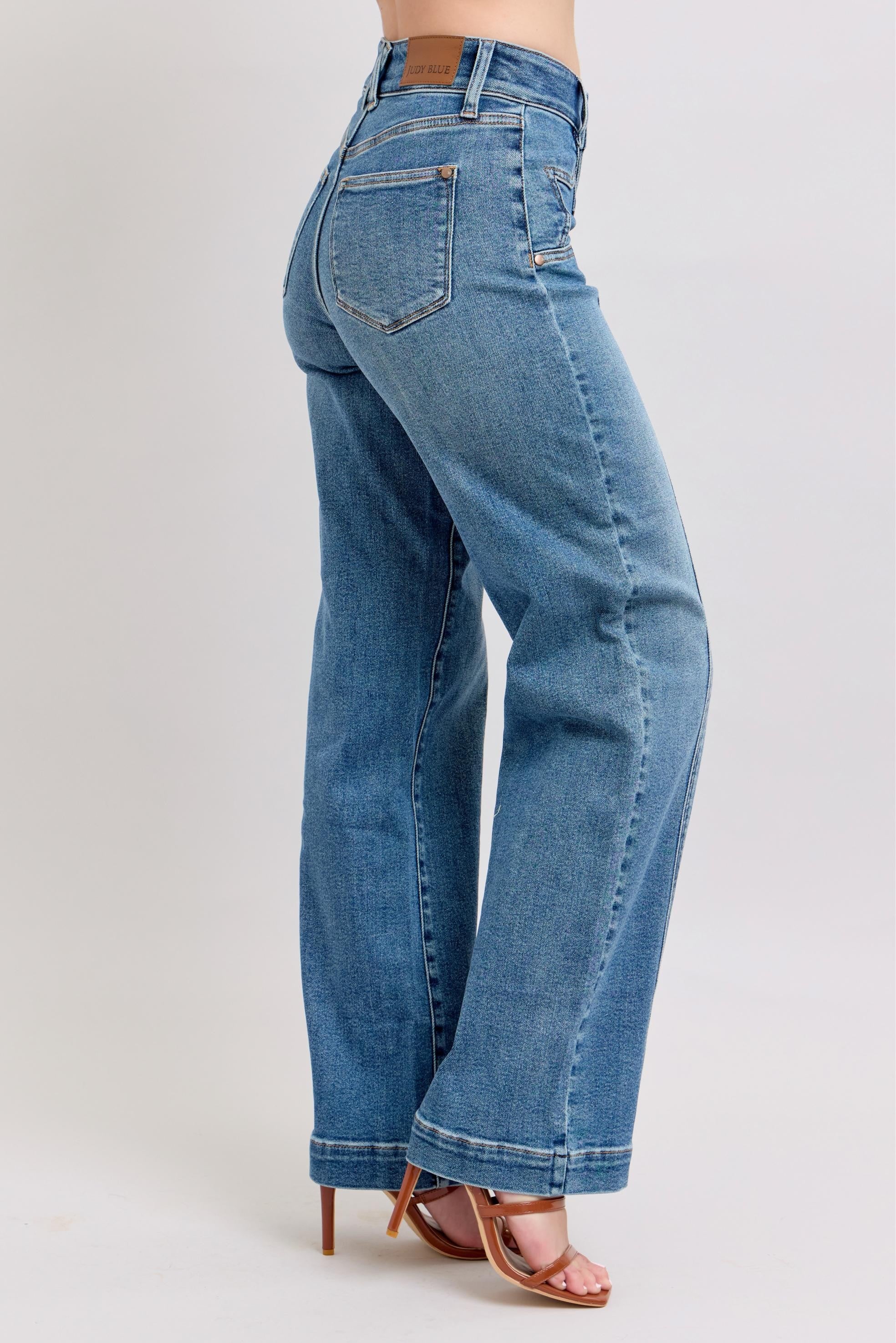 Judy Blue HW Star & Front Seam Detail Wide
