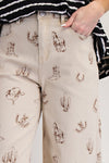Easel Western Printed Washed Twill Pants