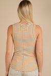 Very J Striped & Solid Button Down Fitted Knit Tank Top