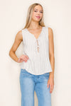 White Birch Sleeveless Solid Woven Top
