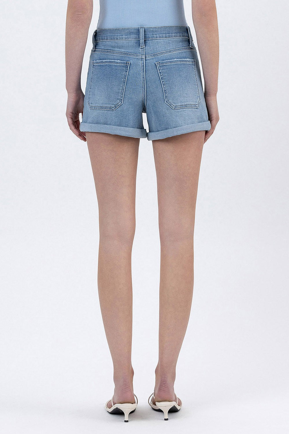 Lovervet High Rise Double Cuffed Denim Shorts