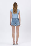 Lovervet High Rise Double Cuffed Denim Shorts
