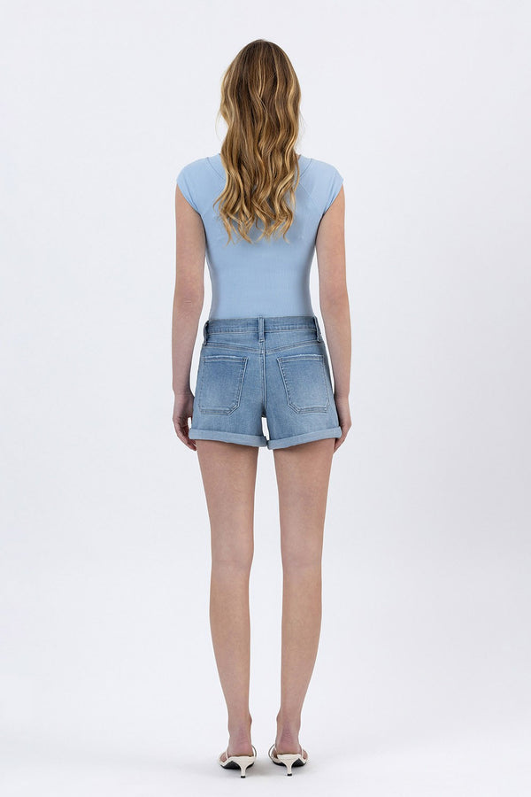Lovervet High Rise Double Cuffed Denim Shorts