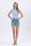 Lovervet High Rise Double Cuffed Denim Shorts