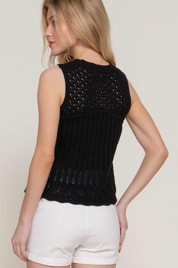 Sleeveless Crochet Spring Sweater
