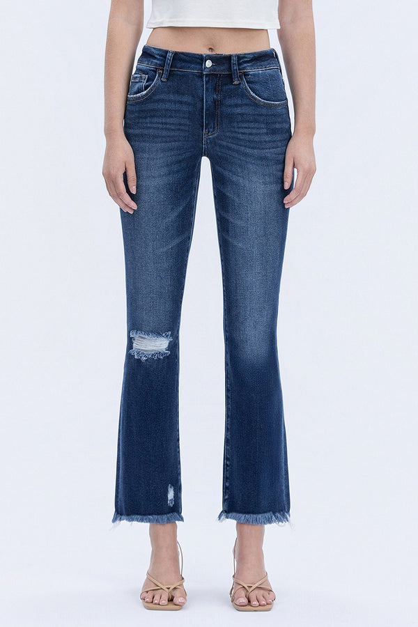 Lovervet High Rise Distressed Kick Flare jeans