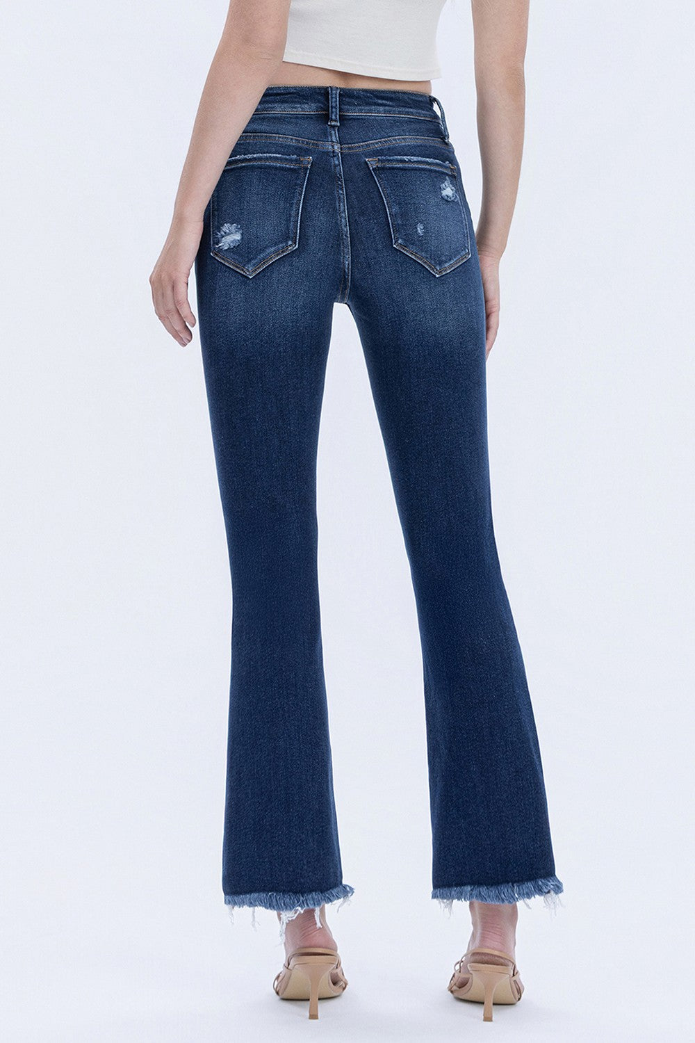 Lovervet High Rise Distressed Kick Flare jeans
