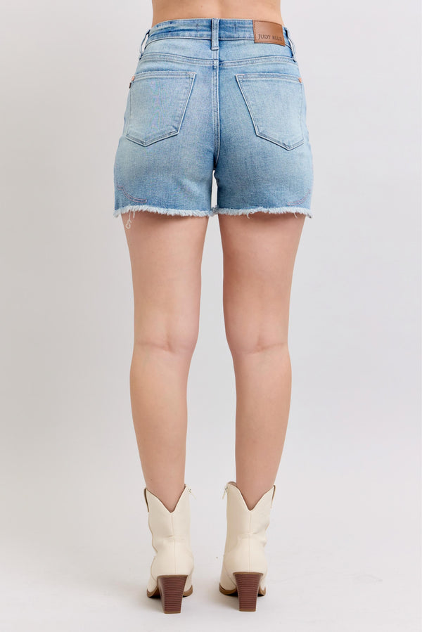 Judy Blue HW Western Embroidery Detail Cut Off Shorts