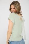 Blu Pepper Back Sheer Tie Short Sleeve Knit Sweater